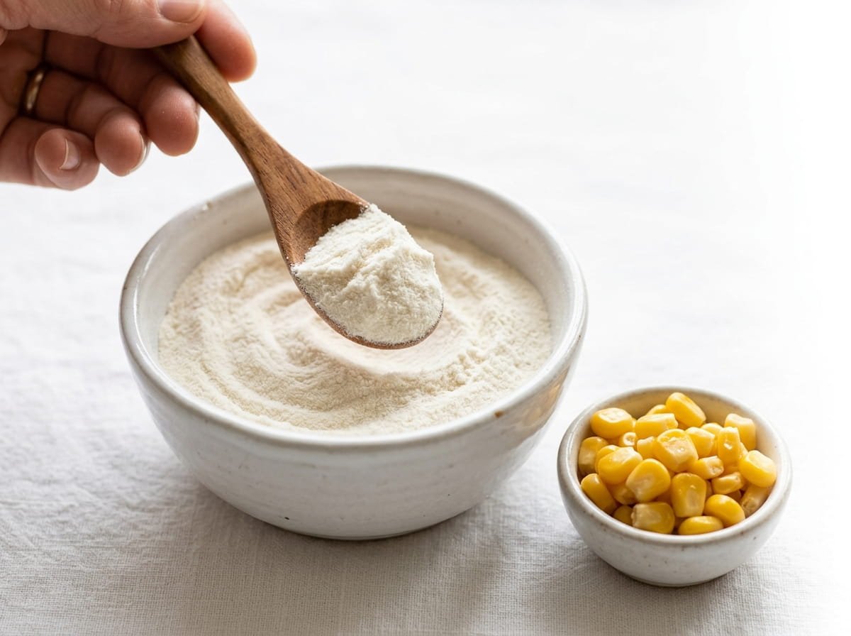 Prebiotic fiber FOS Fibersol powder in a wooden bowl